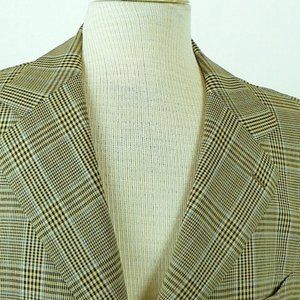 BORRELLI NAPOLI brown blue glen plaid blazer Vintage 42 i52